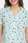 Rosaline Bon Appetit Knit Cotton Pyjama Set - Opal Blue — thumbnail 5
